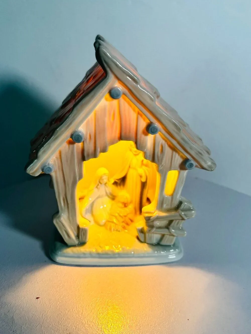 Vtg 1992 Porcelain Nativity Night Light Artmark 6